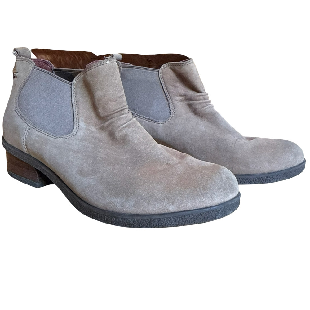 Dansko Bea Nubuck Leather Beige Block Heel Ankle Boots Chelsea Shoes 40 9.5 10